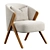 Elegant Boucle Upholstered Armchair 3D model small image 1