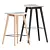 Title: Sleek Fiber Bar Stool with Wood Base 3D model small image 1