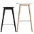 Title: Sleek Fiber Bar Stool with Wood Base 3D model small image 4