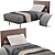 Sleek Leather Single Bed 3D model small image 3