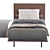 Sleek Leather Single Bed 3D model small image 4