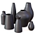 Sleek Black Ceramic Vases 3D model small image 1