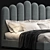 Eleanor Velvet Queen Bed 3D model small image 3
