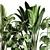 Urban Jungle: Palm, Ficus, & Monstera in Concrete Vase 3D model small image 4