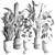 Urban Jungle: Palm, Ficus, & Monstera in Concrete Vase 3D model small image 7