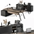 Wooden Black Manager Desk - Office 267 3D model small image 1
