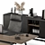 Wooden Black Manager Desk - Office 267 3D model small image 3