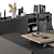 Wooden Black Manager Desk - Office 267 3D model small image 4