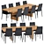 Elegant Pianka Chair & Wood Table Set 3D model small image 1