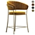 Luxury Velvet Gold Leg Bar Stool 3D model small image 2