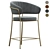 Luxury Velvet Gold Leg Bar Stool 3D model small image 3