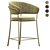 Luxury Velvet Gold Leg Bar Stool 3D model small image 4