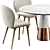 Elegant Miro Chair & Vex Marble Table 3D model small image 3