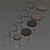 Sleek Steel Frame Ginger Coffee Tables 3D model small image 5