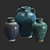 Kashan Artisan Glazed Pottery Vases 3D model small image 1