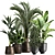 Tropical Plant Collection in Metal Vases 3D model small image 1