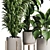 Natural Greenery Collection: Ficus, Rubbery Palm, and Ravenala in Wooden Vase 3D model small image 2