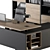 Modern Wood and Black Manager Desk 3D model small image 3