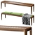 Elegant Oak Bench with Cushion 3D model small image 1