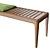 Elegant Oak Bench with Cushion 3D model small image 4