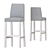 Modern White Table & Blue Bar Stools 3D model small image 2