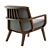 Elegant Wood Upholstered Lounge Chair 3D model small image 5