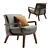 Elegant Wood Upholstered Lounge Chair 3D model small image 7