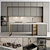 Modern Gray and Gold Kitchen Cabinets 3D model small image 1