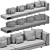 Contemporary Minotti Roger Sofa 3D model small image 4