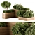 Wooden Outdoor Plant Box Set 3D model small image 1