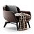 Elegant BELT Fabric Armchair 3D model small image 9