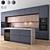 Sleek 3-Color Modern Kitchen 3D model small image 1