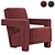 Utrecht Velvet Lounge Chair 3D model small image 3