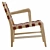 Elegant Teak & Leather Nuru Armchair 3D model small image 3