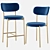 Velvet Gold Leg Chair & Bar Stool 3D model small image 2