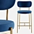 Velvet Gold Leg Chair & Bar Stool 3D model small image 4