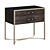 Sleek Wood and Metal Nightstand 3D model small image 1