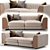 Elegant Fabric 2-Seater Sofa 3D model small image 1