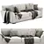 Elegant Malmaison 4 Seater Sofa 3D model small image 3