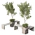 Cityscape Collection: Green Benches with Tree Planters 3D model small image 1