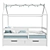 Ecodrev Blue Textile Bed-House 3D model small image 2