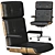 Sleek Black Leather Giroflex Swivel Chair 3D model small image 5