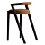 Geometric Wood & Leather Barstool 3D model small image 2