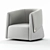 Modern Leather Swivel Armchair 3D model small image 3