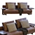 Modern Abacus Leather Sofa 3D model small image 2