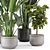  Rusty Concrete Pot Indoor Plants - Set 561 3D model small image 5