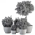 Rustic Concrete Pot Plant Set 3D model small image 5