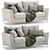 Luxury Legend Fabric Sofa 3D model small image 1