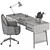 Elegant Wood & Black Office Table 3D model small image 5