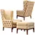 Idris Leather Wing Chair: Tufted Elegance for Your Home 3D model small image 1